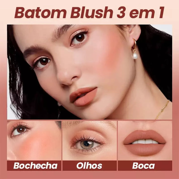 Bastão 3 em 1  O.TWO.O - Batom, Blush e Sombra