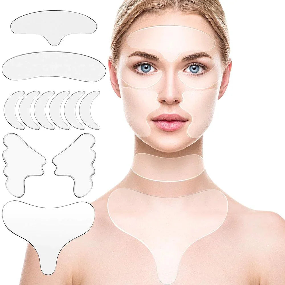 Adesivo Silicone Beauty - 11 peças (Rosto, pescoço e colo - Tamanho Maior)