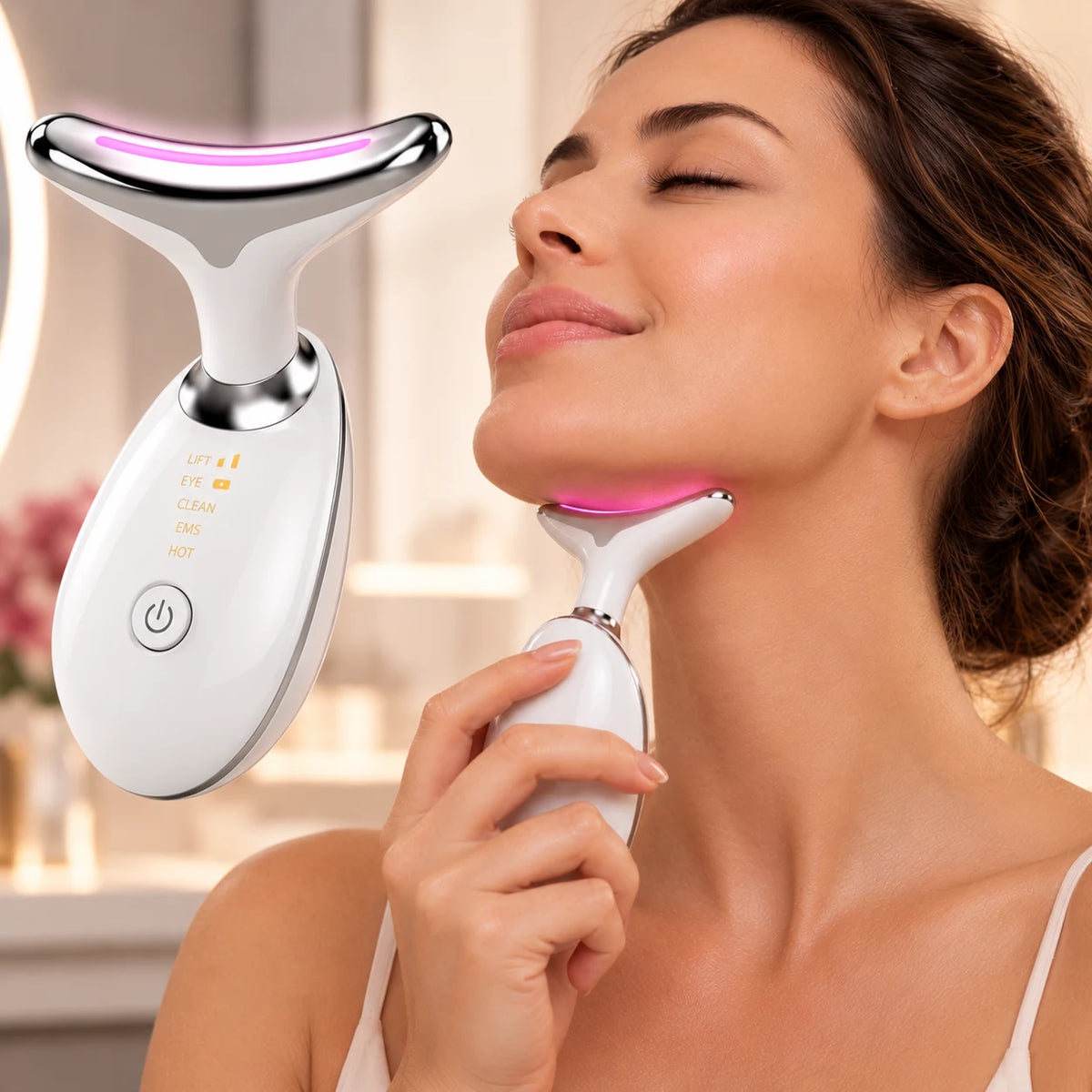 BeautyLift Pro – Massageador Facial LED Antirrugas e Lifting