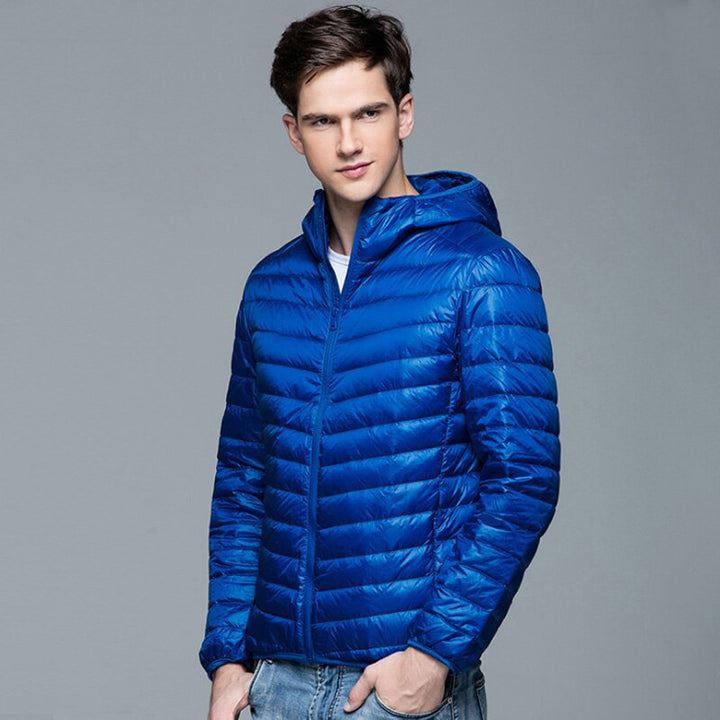 Jaqueta Puffer Impermeável Masculina com Bolsos e Capuz Removível