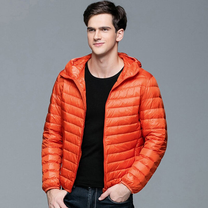 Jaqueta Puffer Impermeável Masculina com Bolsos e Capuz Removível