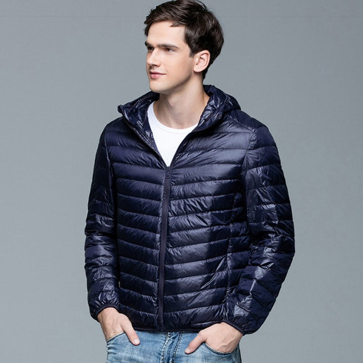 Jaqueta Puffer Impermeável Masculina com Bolsos e Capuz Removível